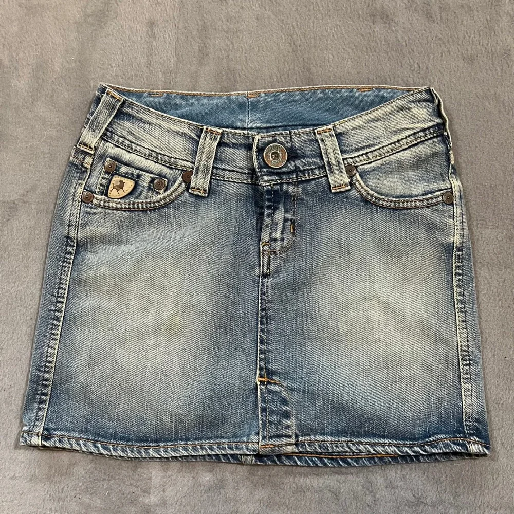 Euro VTG Y2K Denim Mini Skirt Blue Women's Jeans Skirt Y2K Low Rise Sexy‎
